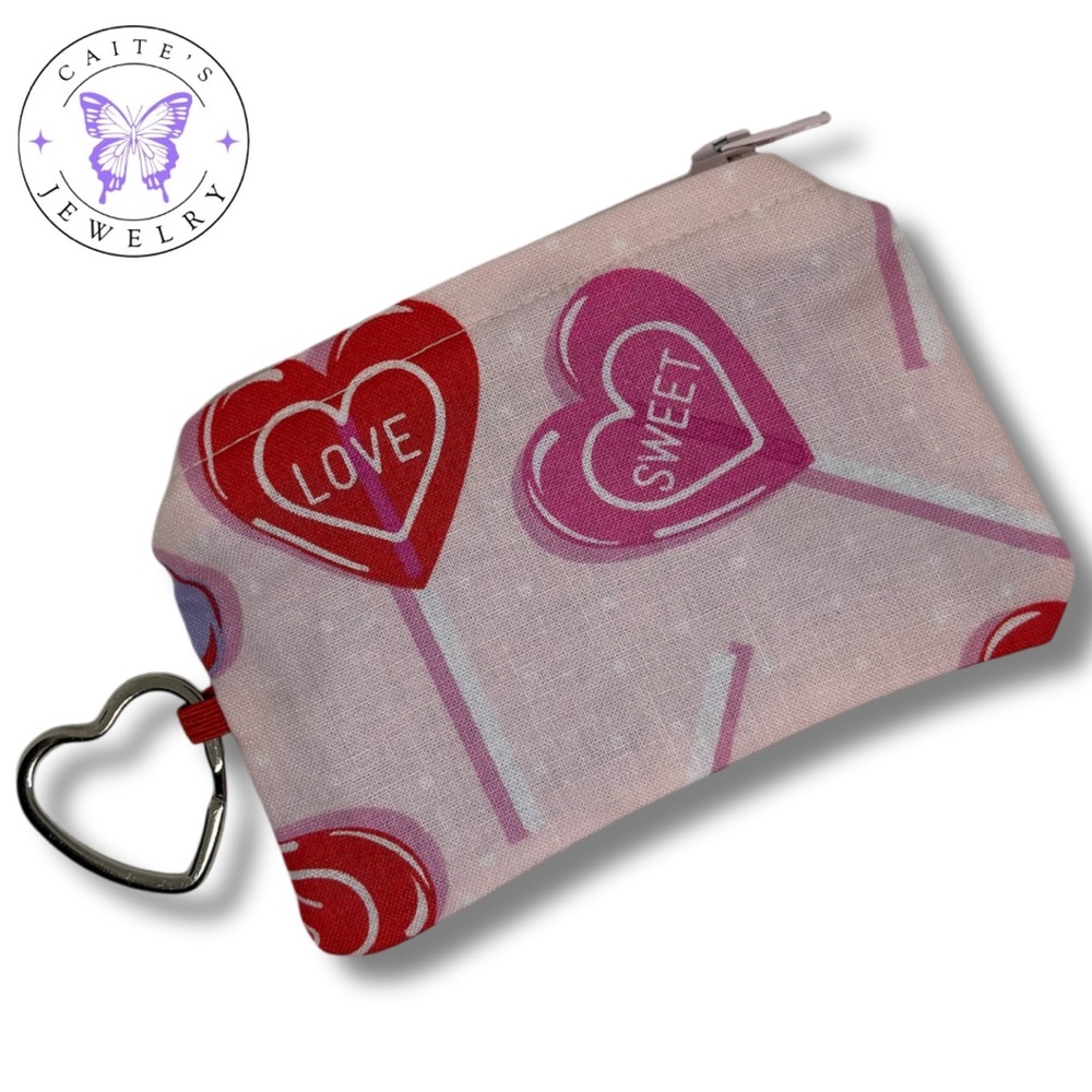 Handmade Coin Purse with a Valentine’s Lollipop Fabric